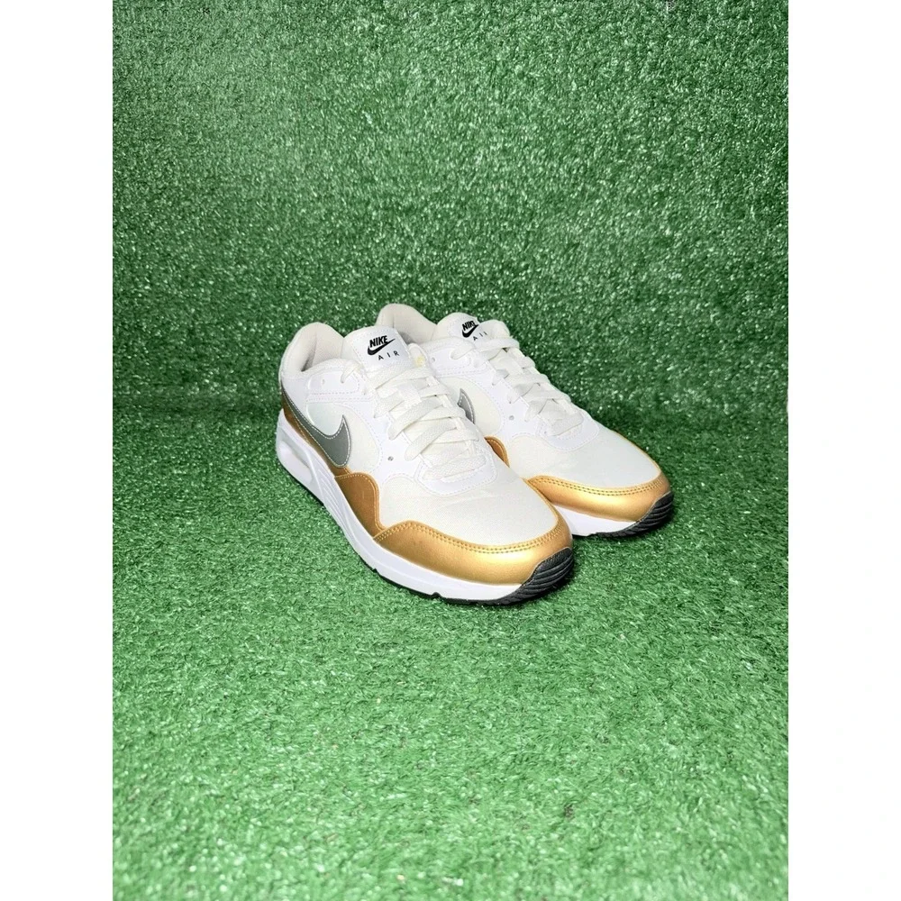 Nike Air Max SC SE Womens Size 9 White Gold Athletic Running Shoes Sneakers